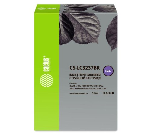 -/ Картридж струйный Cactus CS-LC3237BK черный (65мл) для Brother HL-J6000DW/J6100DW