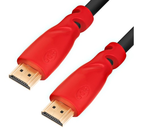 Greenconnect Кабель 0.3m, HDMI версия 2.0 HDR 4:2:2, Ultra HD, 4K 60 fps 60Hz/5K*30Hz, 3D, AUDIO, 18.0 Гбит/с, 28/28 AWG, OD7.3mm, тройной экран, черный, красные коннекторы, GCR-HM3012-0.3m Greenconnect Кабель 0.3m, HDMI версия 2.0 HDR 4:2:2, Ultra HD, 4K 60 fps 60Hz/5K*30Hz, 3D, AUDIO, 18.0 Гбит/с, 28/28 AWG, OD7.3mm, тройной экран, черный, красные коннекторы, GCR-HM3012-0.3m
