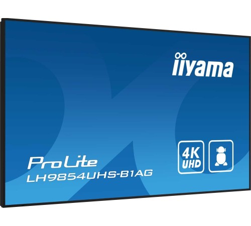 Информационный дисплей 98" 16:9 3840x2160(UHD 4K) IPS, 60 Hz, 500 cd/m, H178°/V178°, 1200:1, 1.07B, 8ms, VGA, 3xHDMI, 2xDP, RJ-45, RS232C, MicroSD, 2xUSB Type A, Speakers, OPS Slot, Android 11, 24/7, 3Y, Black Информационный дисплей 98" 16:9 3840x2160(UHD 4K) IPS, 60 Hz, 500 cd/m, H178°/V178°, 1200:1, 1.07B, 8ms, VGA, 3xHDMI, 2xDP, RJ-45, RS232C, MicroSD, 2xUSB Type A, Speakers, OPS Slot, Android 11, 24/7, 3Y, Black