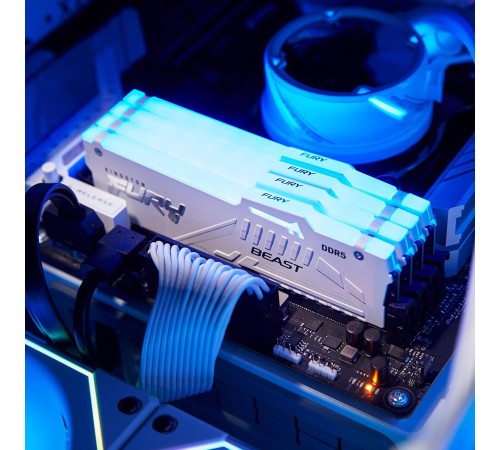 Память оперативная/ Kingston 64GB 6000MT/s DDR5 CL36 DIMM (Kit of 2) FURY Beast White RGB EXPO Память оперативная/ Kingston 64GB 6000MT/s DDR5 CL36 DIMM (Kit of 2) FURY Beast White RGB EXPO