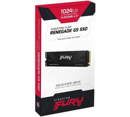 Твердотелый накопитель Kingston SSD 1TB SFYR2S/1T0 Fury Renegade G5 M.2 2280 PCIe 5.0 x4 NVMe R14200/W11000MB/s 3D TLC MTBF 2M TBW 1000 Retail 1 year