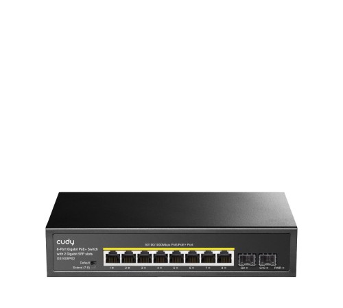Коммутатор/ 8-10/100/1000 BASE-T Gigabit ports, 2-1000 BASE-X SFP Slot, 8-port IEEE 802.3at PoE+ Injector, Supports PoE power up to 30W for each PoE port, Extend Mode (Port#7 and #8 support transmit distance up to 250m at 10 Mbps ), Port Lightning  Protec