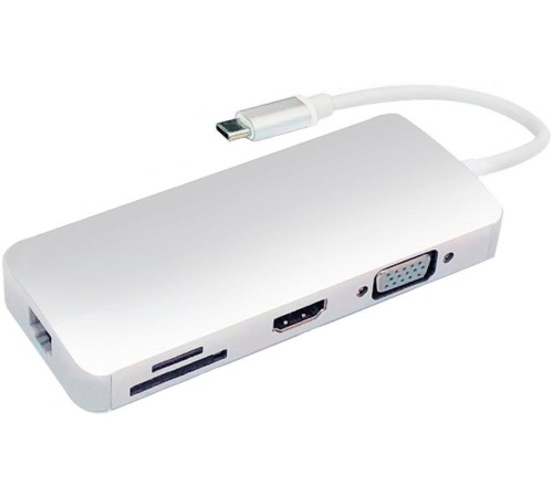 Greenconnect Адаптер-переходник Type C на RJ45 + HDMI + VGA + Card Reader + USB3.0-разветвитель на 2 пота Greenconnect Адаптер-переходник Type C на RJ45 + HDMI + VGA + Card Reader + USB3.0-разветвитель на 2 пота