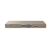 Коммутатор/ Tenda TEG1118P-16-250W Коммутатор неуправляемый PoE, 16 портов, 16x1 Гбит/с, PoE 16х30 Вт (до 230Вт), SFP 2x1 Гбит/с, установка в стойку