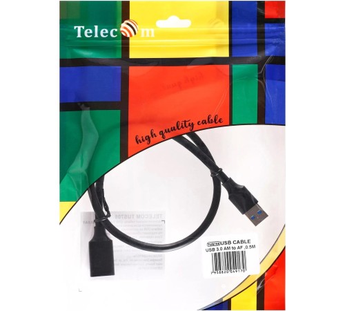 Кабель/ Кабель удлинительный USB3.0 Am-Af 0.5m Telecom черный (TUS708-0.5M)