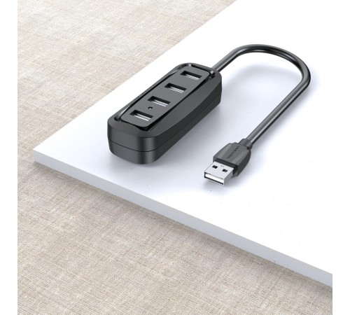 Концентратор Vention USB 2.0 на 4 порта Черный - 1м. Концентратор Vention USB 2.0 на 4 порта Черный - 1м.