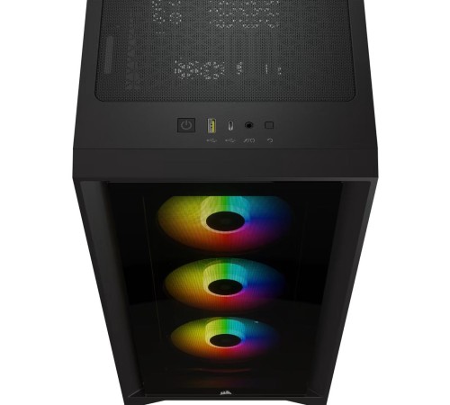 Корпус без блока питания/ Case Corsair iCUE 4000X RGB, Midi-Tower, TG, 3x120mm RGB, 1xUSB-A 3.2, 1xUSB 3.2 Type-C, E-ATX, ATX, mATX, mITX Black