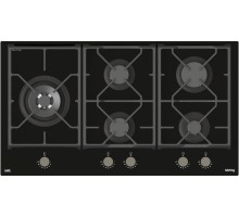 Встраиваемая варочная панель Korting/ Газовая варочная панель из закаленного стекла шириной 90 см, 5 высокоэффективных конфорок, WOK-сверхмощная конфорка с тройным рядом пламени, технология точной регулировки мощности пламени в 9-ти положениях Flame Contr