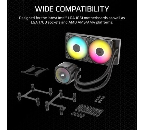 Система жидкостного охлаждения/ Water Cooling System Corsair NAUTILUS 240 ARGB (240mm, Black, ARGB/ Fans: 2x120mm, 74.37CFM, 34dBA, 2100RPM/ S: 1851, 1700, AM5, AM4) Система жидкостного охлаждения/ Water Cooling System Corsair NAUTILUS 240 ARGB (240mm, Black, ARGB/ Fans: 2x120mm, 74.37CFM, 34dBA, 2100RPM/ S: 1851, 1700, AM5, AM4)