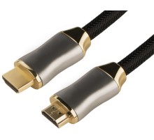 Greenconnect Кабель 1.0m HDMI версия 2.0, HDR 4:2:2, Ultra HD, 4K 60 fps 60Hz/5K*30Hz, 3D, AUDIO, 18.0 Гбит/с, 28/28 AWG, OD7.3mm, тройной экран, черный нейлон, DELUX, GCR-51280