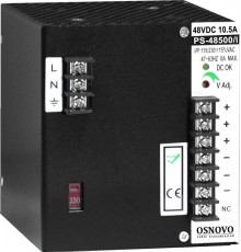 Блок питания/ OSNOVO Промышленный блок питания. DC48V, 10,5A (500W). Диапазон входных напряжений: AC195-265V