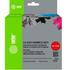 -/ Картридж струйный Cactus CS-PGI1400BK/C/M/Y 4цв. набор (72мл) для Canon MB2050/MB2350/MB2040/MB2340