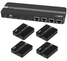 GCR Разветвитель HDMI 1.4 через LAN кабель, 1 x 4 +1 GreenLine, до 60.0m, 1080P 60Hz, EDID, удлинитель ИК