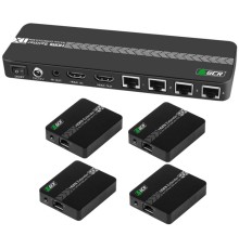 GCR Разветвитель HDMI 1.4 через LAN кабель, 1 x 4 +1 GreenLine, до 60.0m, 1080P 60Hz, EDID, удлинитель ИК