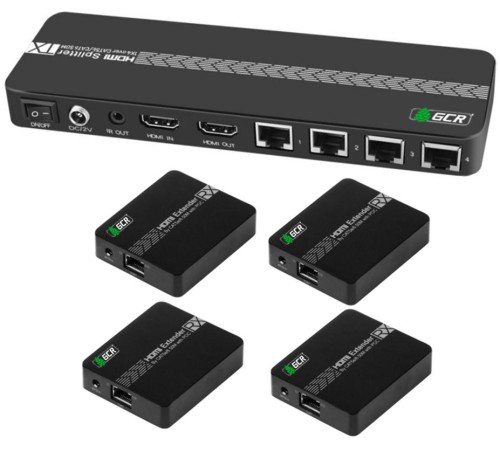 GCR Разветвитель HDMI 1.4 через LAN кабель, 1 x 4 +1 GreenLine, до 60.0m, 1080P 60Hz, EDID, удлинитель ИК GCR Разветвитель HDMI 1.4 через LAN кабель, 1 x 4 +1 GreenLine, до 60.0m, 1080P 60Hz, EDID, удлинитель ИК