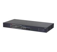 Коммутатор DAHUA 16-портовый гигабитный PoE коммутатор с функцией облачного управления Порты: 16 RJ45 10/100/1000Мбит/с (PoE/PoE+/Hi-PoE),  2 RJ45 10/100/1000Мбит/с (uplink), 2 SFP 1000Мбит/с (uplink); мощность