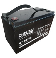 Батарея DELTA серия DT, DT 12100, напряжение 12В, емкость 100Ач (разряд 20 часов),  макс. ток разряда (5 сек.) 1000А, макс. ток заряда 30А, свинцово-кислотная типа AGM, клеммы под болт М8, ДxШxВ 330х173х215мм., вес 28.6кг., срок службы 7-10 лет./ Battery