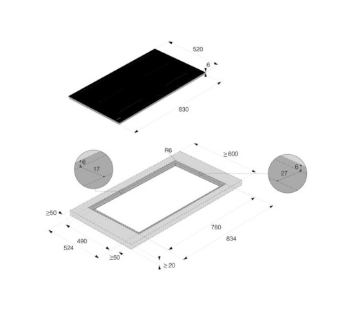 Индукционная варочная панель ASKO/ Арт. 738990 Индукционная варочная панель ASKO, установка вровень со столешницей, 4 зоны нагрева, контроль температуры, объединение зон, автоматическое распознавание посуды, 13 уровней мощности, таймер, вытяжка с  поднима