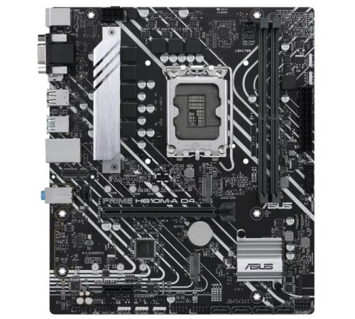Материнская плата ASUS PRIME H610M-A D4-CSM, LGA1700, H610, 2*DDR4, 4*SATA, 2*M.2, 2*USB 3.2, 4*USB 2.0, 1*PCIx16, 1*PCIx1, HDMI+DP+D-Sub, mATX; 90MB19P0-M0EAYC