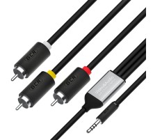Кабель-переходник аудио jack 3,5mm / RCA GCR Кабель-переходник 1.0m аудио jack 3,5mm / 3 х RCA, черный, GCR-53202