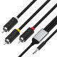 Кабель-переходник аудио jack 3,5mm / RCA GCR Кабель-переходник 1.0m аудио jack 3,5mm / 3 х RCA, черный, GCR-53202