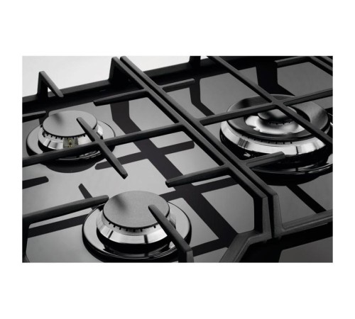 Встраиваемые газовые панели ELECTROLUX/ Газовая варочная поверхность  75 см- газ на стекле, 3 чугунных держателя, газконтроль варочной поверхности, интегрированный автоподжиг варочной поверхности, конфорки: Конфорка ускоренного нагрева, средней мощности,