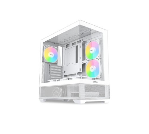 Корпус ПК без блока питания/ Case SAMA V40 White, Midi-Tower, TG, 6x120mm ARGB, 2xUSB 3.0 + 1xUSB 3.1 Type-C, ATX, mATX, mITX White