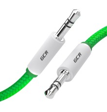 Greenconnect Кабель аудио 0.5m jack 3,5mm/jack 3,5mm зеленый нейлон, белые коннекторы зеленая окантовка, ультрагибкий, 28 AWG, M/M, Premium, экран, стерео, GCR-AVC8262-0.5m