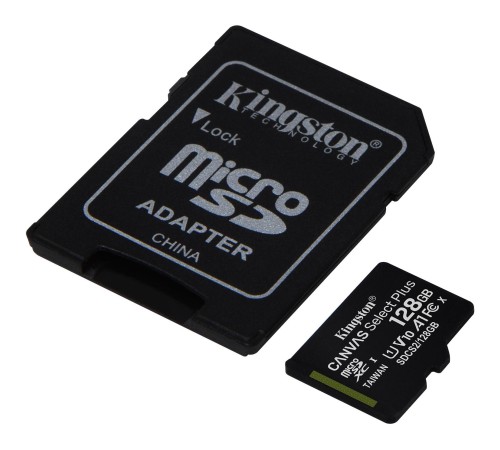 Карта памяти/ Kingston Canvas Select Plus microSDXC 128Gb Class 10 Flash U1 V10  R/W 100/85 MB/s with adapter