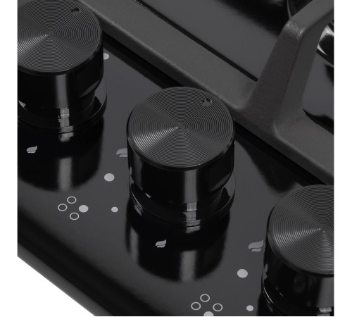 Встраиваемые газовые панели MAUNFELD/ Варочная панель, газ, 60 см, механическое управление, 4 конфорки, электроподжиг, газ-контроль, WOK-конфорка, черный