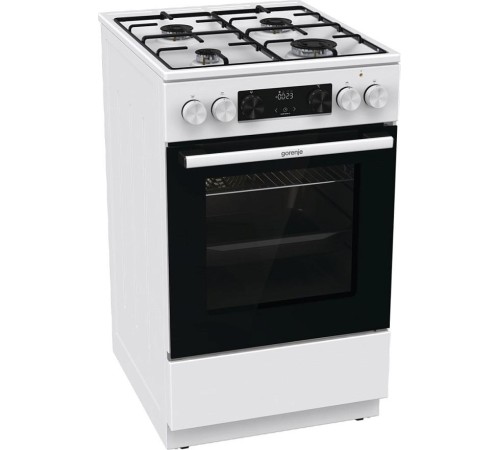 Комбинированная плита Gorenje/ Комбинированная плита Gorenje, Эмаль SilverMatte, объем духовки 62 л, механическое управление, сенсорный программатор IconLED, многоуровневое приготовление, электроподжиг, рельефные направляющие, 2 стекла+термослой, энергоэф