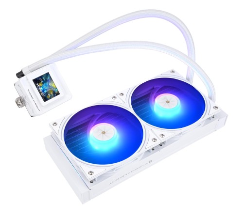 Водяное охлаждение для процессора/ Water Cooling System Thermalright Frozen Warframe SE 240 ARGB White (240mm, LED temp., Black, ARGB/ Fans: 2x120mm, 70.84CFM, 29.8dBA, 2000RPM/ Pump height 59mm, Rad thickness 27mm/ S: 1851, 1700, 1200, 115X, AM5, AM4) Водяное охлаждение для процессора/ Water Cooling System Thermalright Frozen Warframe SE 240 ARGB White (240mm, LED temp., Black, ARGB/ Fans: 2x120mm, 70.84CFM, 29.8dBA, 2000RPM/ Pump height 59mm, Rad thickness 27mm/ S: 1851, 1700, 1200, 115X, AM5, AM4)