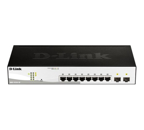Коммутатор/ DGS-1210-10/FL Managed L2 Switch 8x1000Base-T, 2x1000Base-X SFP, Surge 6KV, CLI