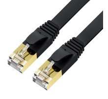 GCR Патч-корд 5.0m PROF плоский прямой кат.7 ethernet, FTP, медь, черный, литой, экранированные коннекторы 24K GOLD, RJ45, T568B