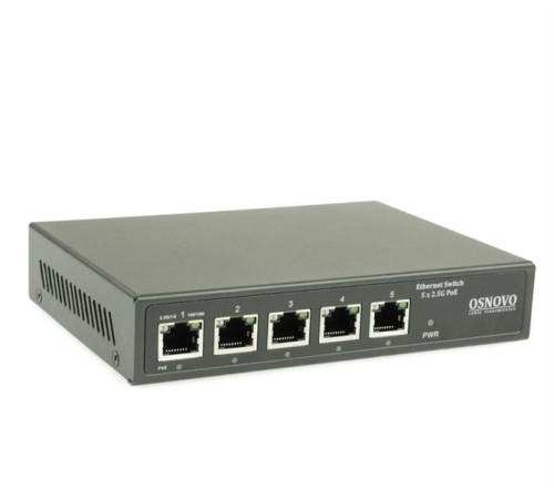 PoE Коммутатор OSNOVO SW-5D-1(60W) PoE коммутатор 2.5G Ethernet на 5 RJ45 портов. Порты: 1 x 2.5G (10/100/1000/2500Base-TX) с PoE (до 60W, A+B) + 3 x 2.5G (10/100/1000/2500Base-TX) с PoE (до 30W), 1 x 2.5G (10/100/1 PoE Коммутатор OSNOVO SW-5D-1(60W) PoE коммутатор 2.5G Ethernet на 5 RJ45 портов. Порты: 1 x 2.5G (10/100/1000/2500Base-TX) с PoE (до 60W, A+B) + 3 x 2.5G (10/100/1000/2500Base-TX) с PoE (до 30W), 1 x 2.5G (10/100/1