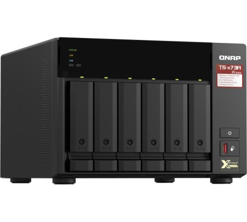 Сетевое хранилище без дисков/ SMB QNAP TS-673A-8G NAS, 6 trays 3,5"/2,5", 2x2,5 GbE BASE-T, 2 x M.2 NVMe 2280 slots, quad-core AMD Ryzen V1500B 2,2 GHz, 8 GB SO-DIMM DDR4 (1 x 8 GB) up to 64GB (2x32 GB) Сетевое хранилище без дисков/ SMB QNAP TS-673A-8G NAS, 6 trays 3,5"/2,5", 2x2,5 GbE BASE-T, 2 x M.2 NVMe 2280 slots, quad-core AMD Ryzen V1500B 2,2 GHz, 8 GB SO-DIMM DDR4 (1 x 8 GB) up to 64GB (2x32 GB)
