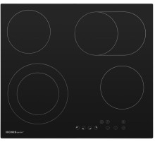 Встраиваемая электрическая панель HOMSair/ Варочная панель, электрическая, 580х510х50 мм, сенсорное управление, 4 конфорки, стеклокерамика, дисплей, таймер, автоматическое выключение, блокировка панели, 9 степеней нагрева, расширяемая зона, черный цвет
