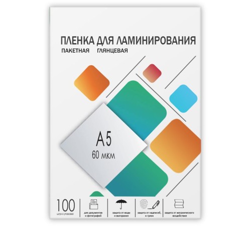 Пленка 154х216 (60 мик) 100 шт./ Пленка для ламинирования A5, 154х216 (60 мкм) глянцевая 100шт, ГЕЛЕОС [LPA5-60]