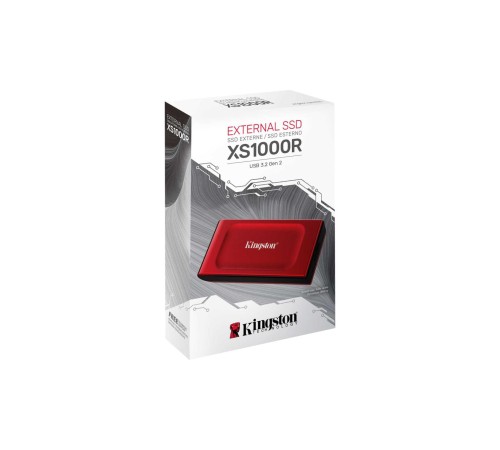 Твердотельный накопитель/ Kingston External SSD XS1000R BOC, 2000GB, Type-C/A, USB 3.2 Gen 2, R/W 1050/1000MB/s, 70x33x14mm, 69g., Red (60 мес)