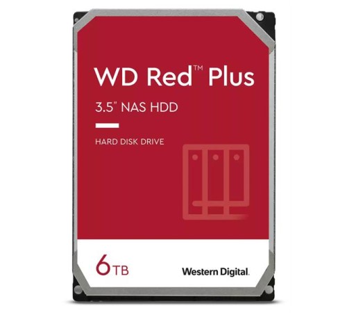 Жесткий диск Western Digital Red Plus NAS HDD 3.5" SATA 6TB, 5400 rpm, 256MB buffer, CMR, WD60EFPX, 1 year