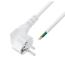 GCR Кабель питания 1.5m, евровилка угловая Schuko - без разъема,  белый, 3*0,5mm, GCR-55316