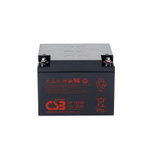 Батарея CSB серия GP, GP12260, напряжение 12В, емкость 26Ач (разряд 20 часов), макс. ток разряда (5 сек.) 350А, ток короткого замыкания 650А, макс. ток заряда 7.8A, свинцово-кислотная типа AGM, клеммы В1, под гайку и болт М5, ДxШxВ 166x175x125мм., вес 8.4