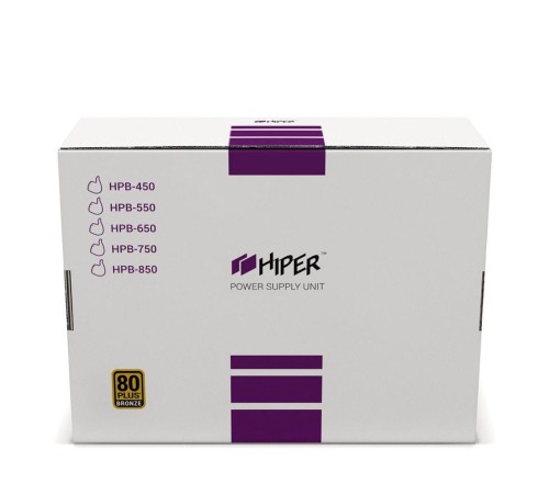 блок питания для ПК 650 Ватт/ Power Supply HIPER HPB-650 (ATX 2.31, 650W, Active PFC, 80Plus BRONZE, 140mm fan, Black) BOX