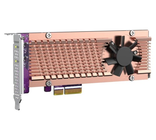 Плата расширения/ QNAP QM2-2P-244A 2 x M.2 22110 or 2280 PCIe (Gen2 x 4) NVMe SSD slots  expansion card, Low-profile bracket pre-loaded, Low-profile flat and Full-height are bundled (shorter version to support TVS-x82/TS-x77 PCIe slot 2 & slot 3)