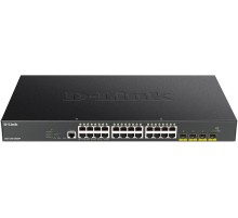 Коммутатор/ DGS-1250-28XMP Smart L2 Switch 24x1000Base-T PoE, 4х10GBase-X SFP+, PoE Budget 370W, CLI, RJ45 Console