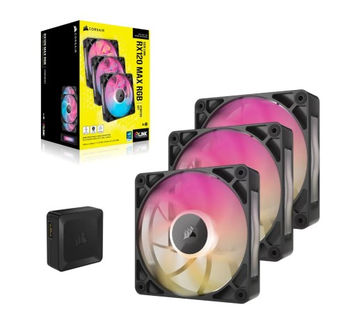 Кулер для корпуса/ Case Cooler Corsair iCUE LINK RX120 MAX RGB (120x120x30mm, 4-pin PWM, RGB, 71.3CFM, 29.5dBA, 2000RPM, Black, 3pcs) Кулер для корпуса/ Case Cooler Corsair iCUE LINK RX120 MAX RGB (120x120x30mm, 4-pin PWM, RGB, 71.3CFM, 29.5dBA, 2000RPM, Black, 3pcs)