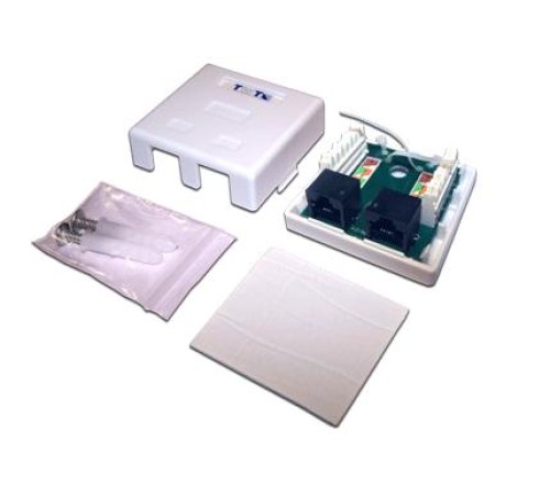 Настенная розетка, 2 порта RJ-45 категории 6, STP, белая Настенная розетка, 2 порта RJ-45 категории 6, STP, белая