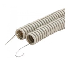 Труба ПВХ гибкая гофр. д.16мм, лёгкая с протяжкой, 25м, цвет серый