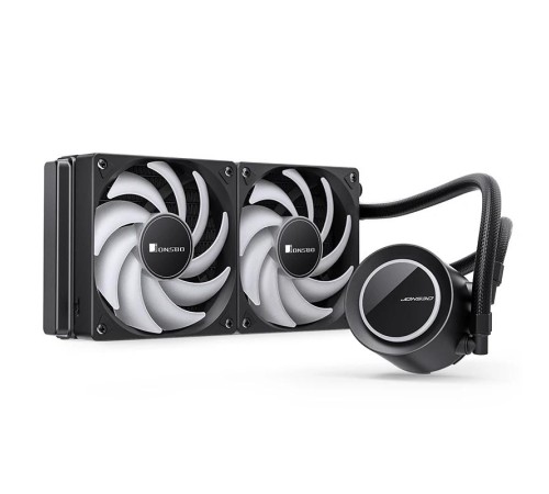 Система жидкостного охлаждения/ Water Cooling System JONSBO TG-240 Black (260W, 240mm, Black, ARGB/ Fans: 2x120mm, 66.19CFM, 35.4dBA, 1800RPM/ Pump height 72mm, 30dBA, 2400RPM, Rad thickness 27mm/ S: 1700, 1200, 115X, AM5, AM4) Система жидкостного охлаждения/ Water Cooling System JONSBO TG-240 Black (260W, 240mm, Black, ARGB/ Fans: 2x120mm, 66.19CFM, 35.4dBA, 1800RPM/ Pump height 72mm, 30dBA, 2400RPM, Rad thickness 27mm/ S: 1700, 1200, 115X, AM5, AM4)