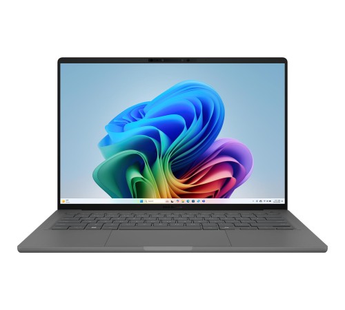 Ноутбук/ ASUS UX3407QA-QD267W 14"(1920x1200 OLED)/Qualcomm Snapdragon X X1-26-100(2.98Ghz)/16384Mb/512PCISSDGb/noDVD/Cam/BT/WiFi/70WHr/war 1y/0.98kg/Iceland Gray/Win11Home